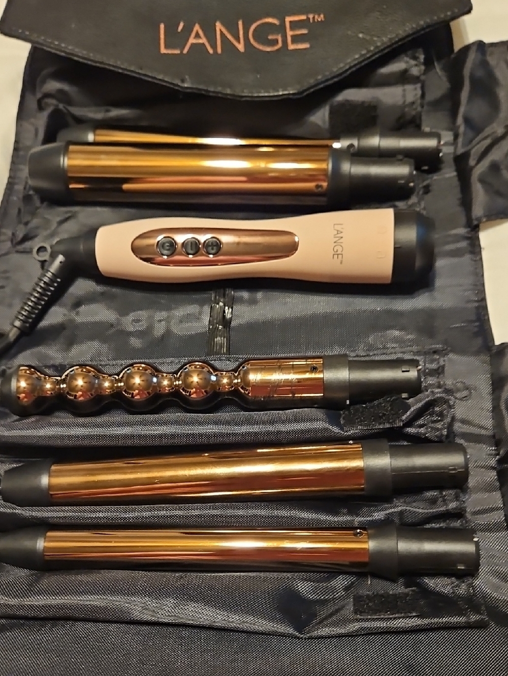 L'ANGE Rose Gold Interchangeable Curling Wand Set - Women’s Hair Styling Kit